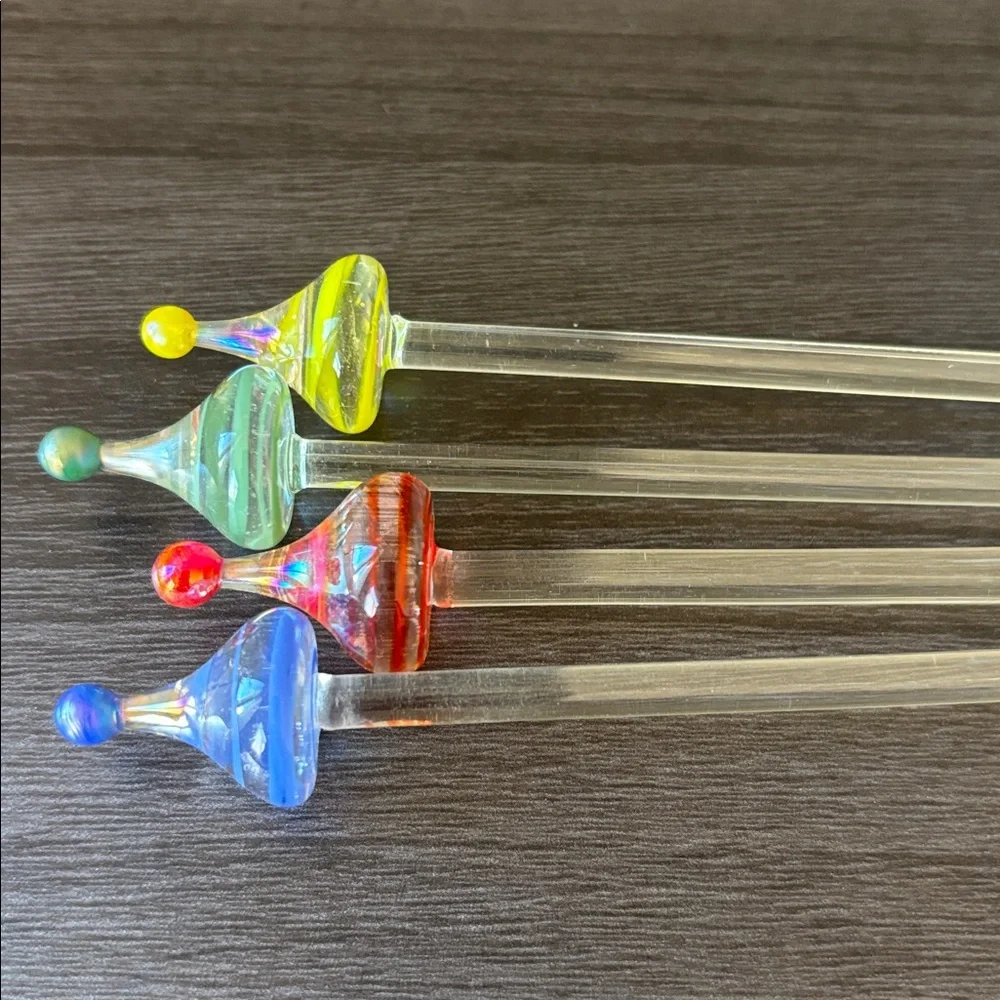 Pier 1‎ Blown Glass Multicolored Swizzle Sticks Set of 4